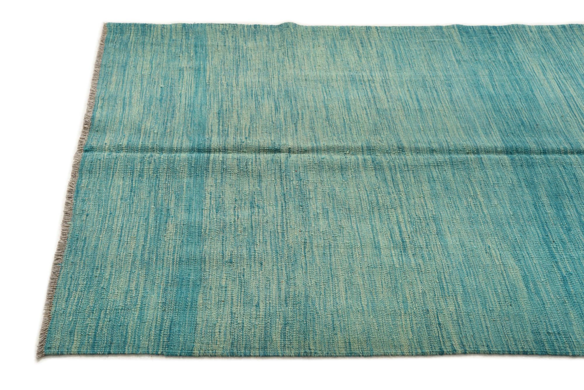 4' 2 x 6' 7 Hand Woven Kilim Modern Wool Rug