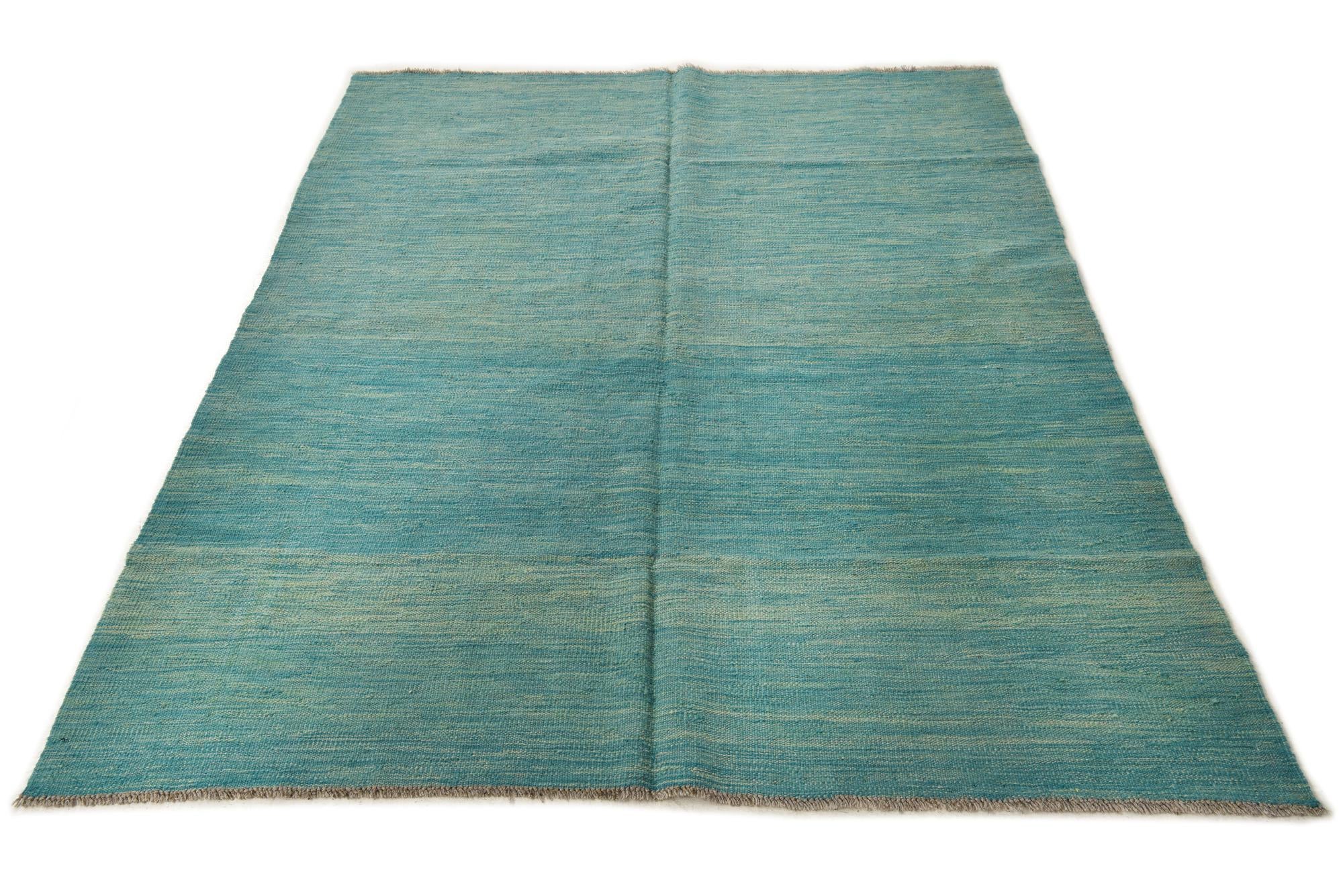4' 10 x 6' 6 Hand Woven Kilim Modern Wool Rug