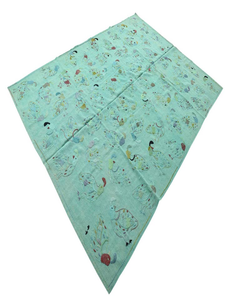 Detail image of 6' 7 x 9' 2  Hand Woven Kilim Suzani Wool Rug