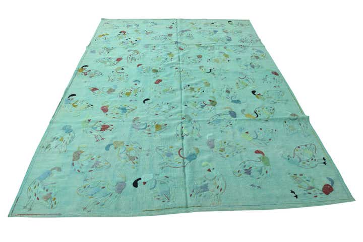 6' 7 x 9' 2 Hand Woven Kilim Suzani Wool Rug