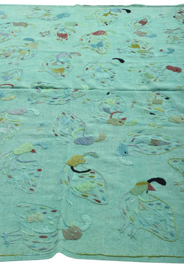 Detail image of 6' 7 x 9' 2 Hand Woven Kilim Suzani Wool Rug