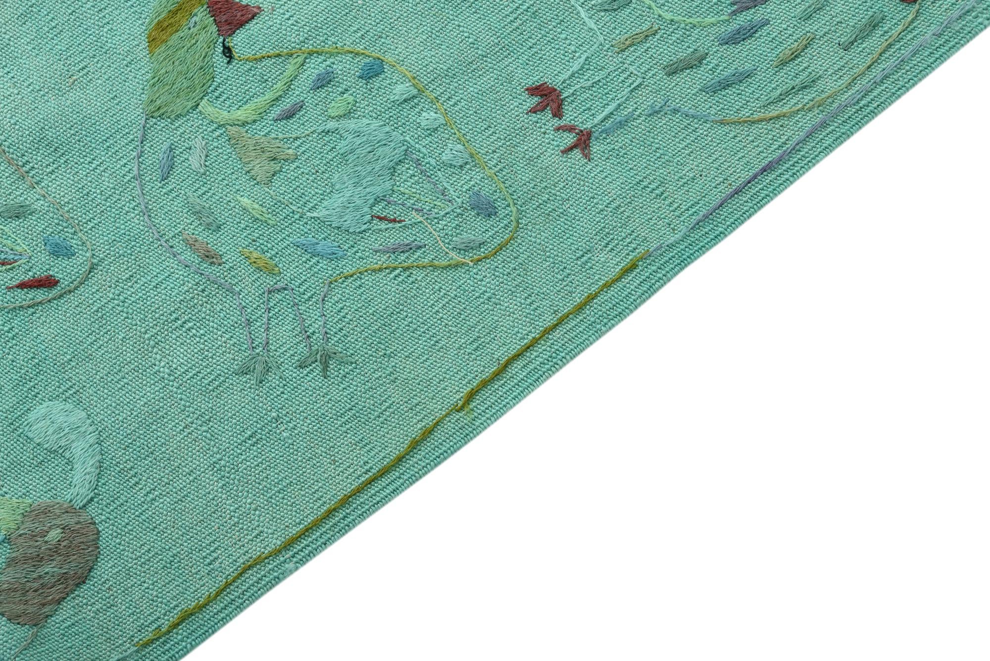 6' 7 x 9' 2 Hand Woven Kilim Suzani Wool Rug