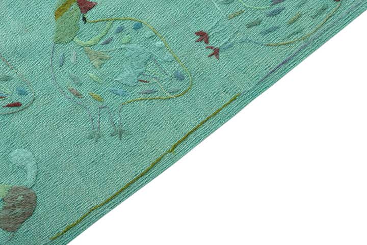6' 7 x 9' 2 Hand Woven Kilim Suzani Wool Rug