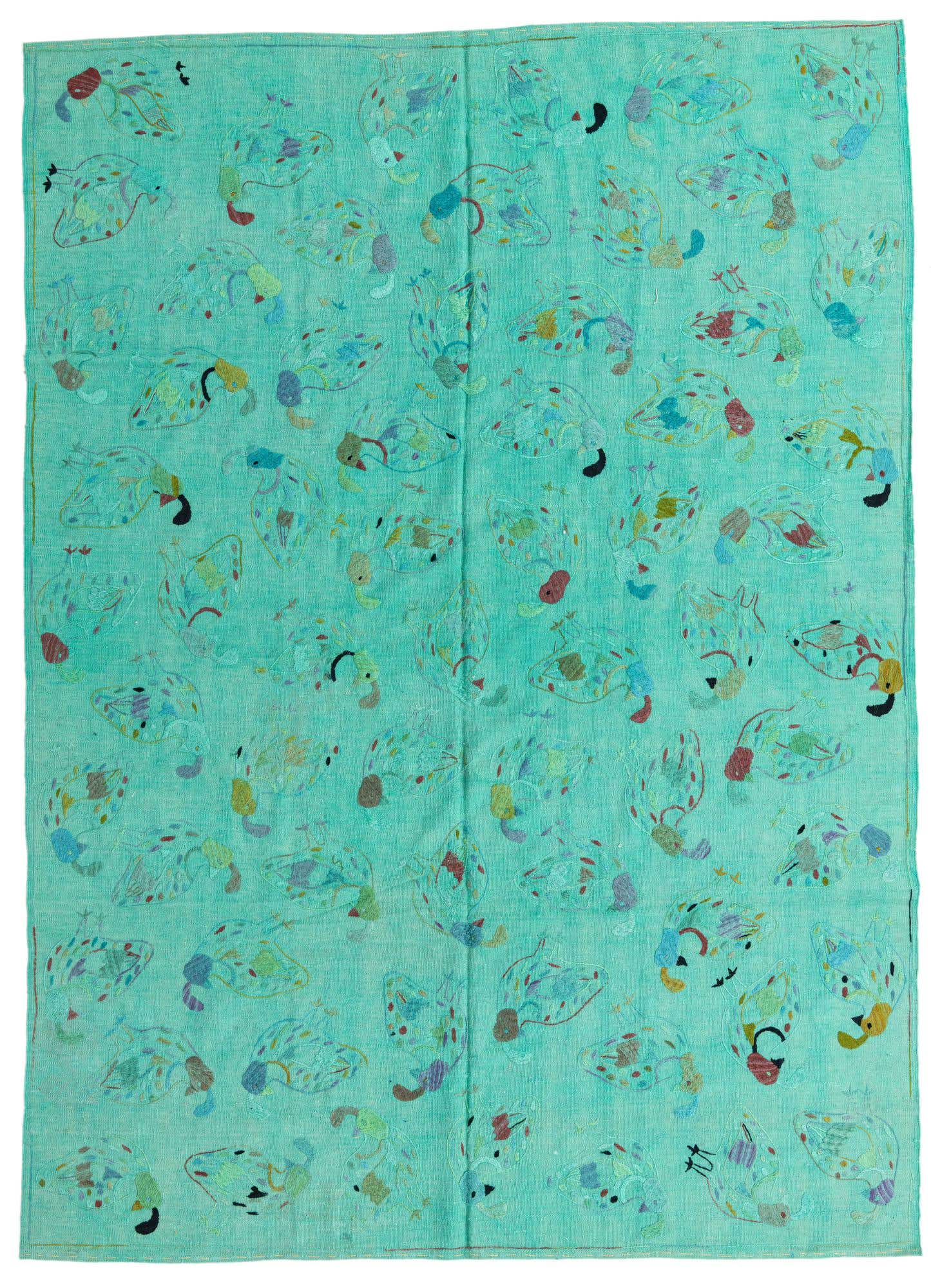 6' 7 x 9' 2 Hand Woven Kilim Suzani Wool Rug