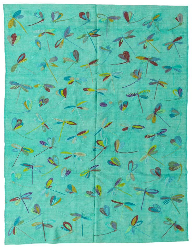 Detail image of 6' 5 x 9' 3 Hand Woven Kilim Suzani Wool Rug