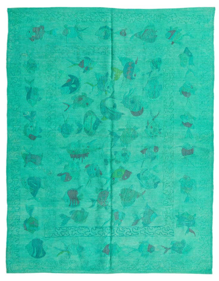 Detail image of 4' 7 x 6' 4 Hand Woven Kilim Suzani Wool Rug