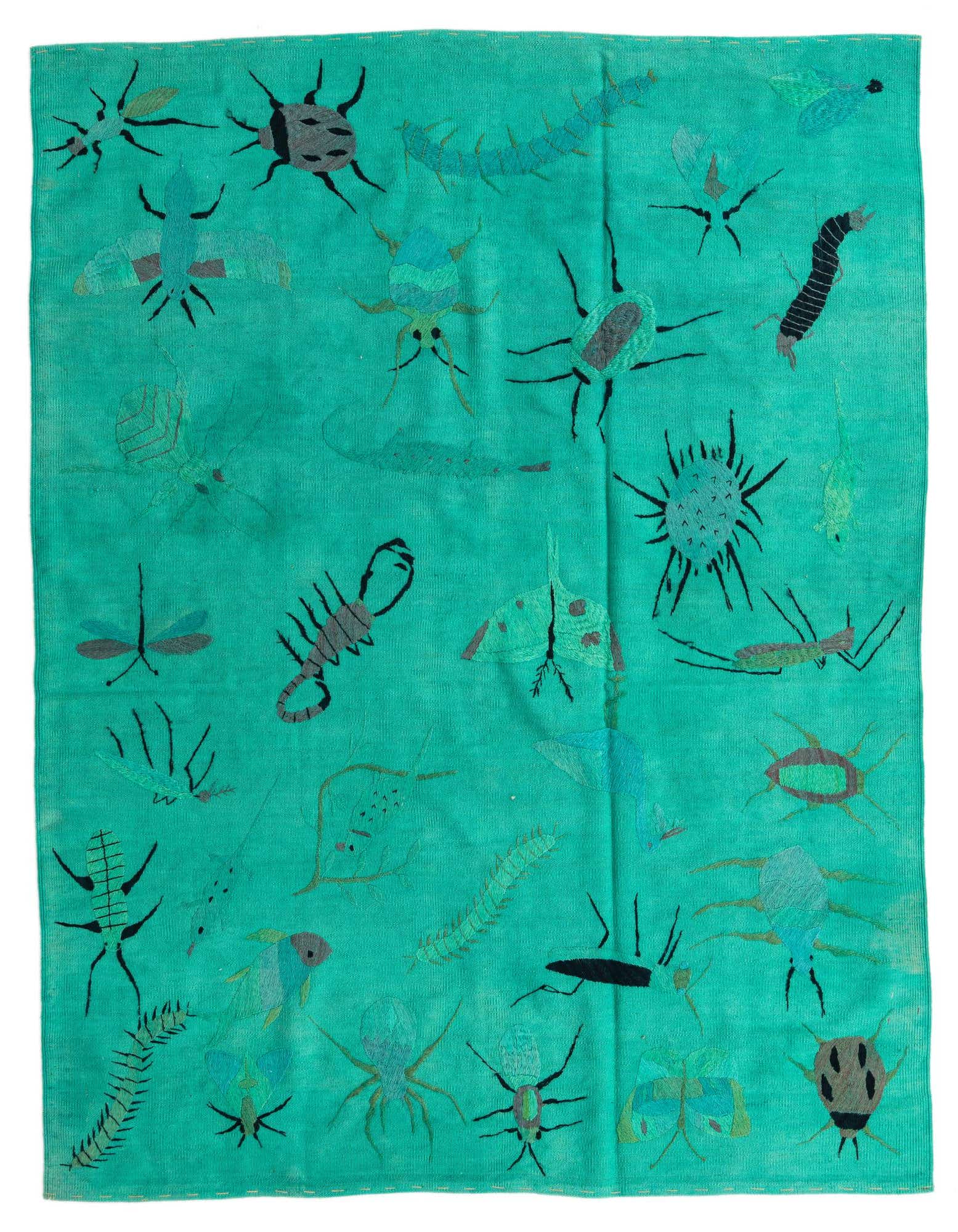 5' 9 x 7' 5 Hand Woven Kilim Suzani Wool Rug