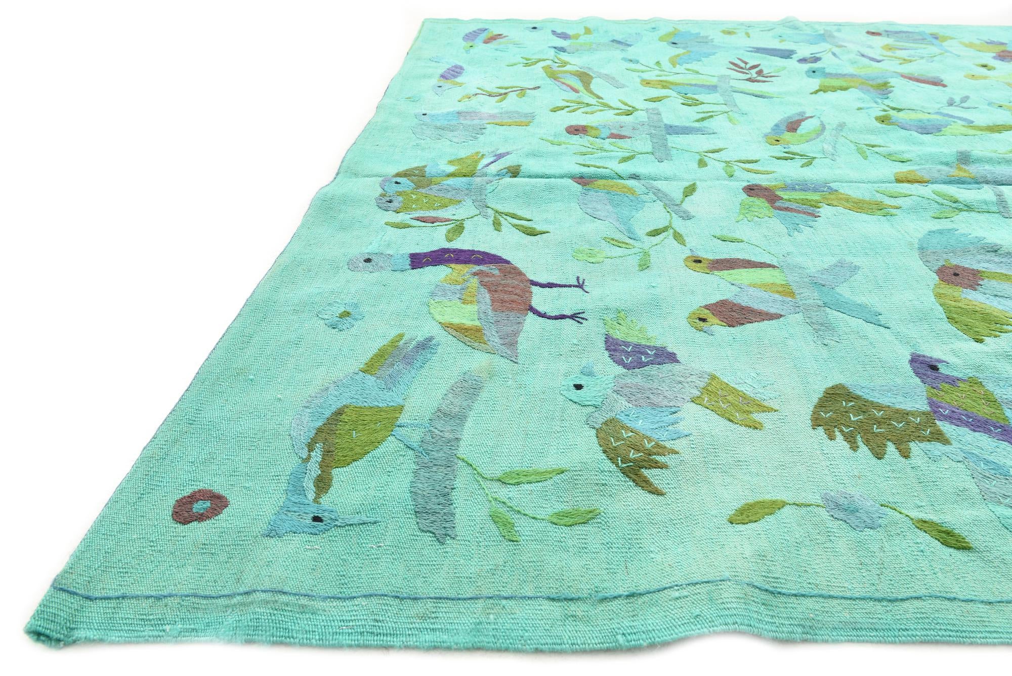6' 7 x 8' 10 Hand Woven Kilim Suzani Wool Rug