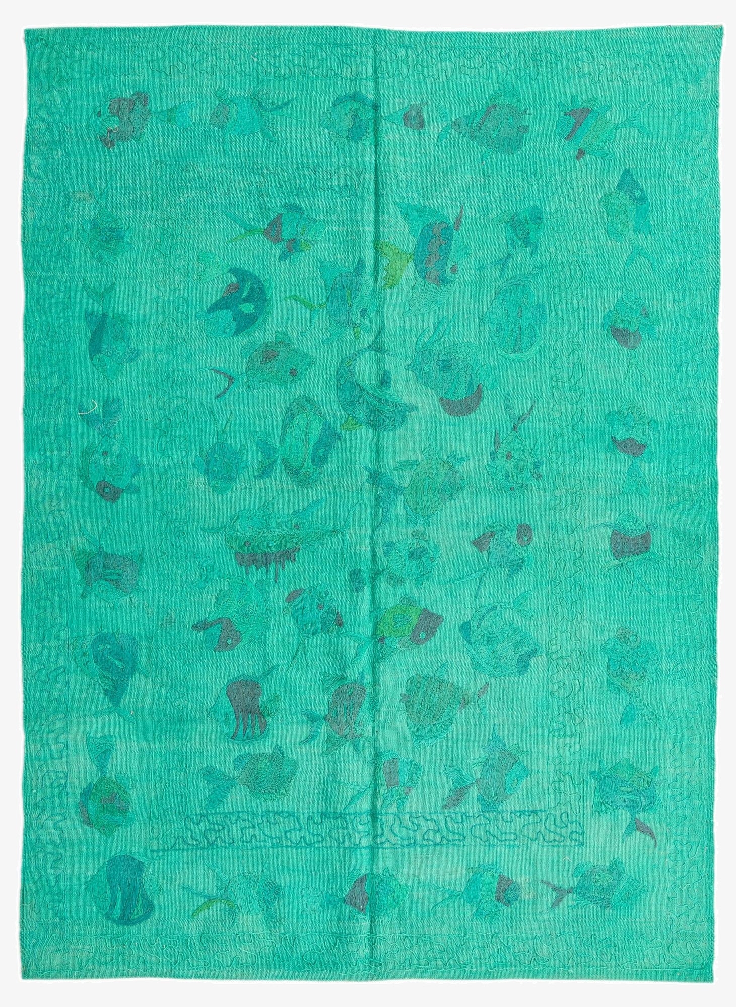 140cm x 193cm  Hand Woven Kilim Suzani Wool Rug