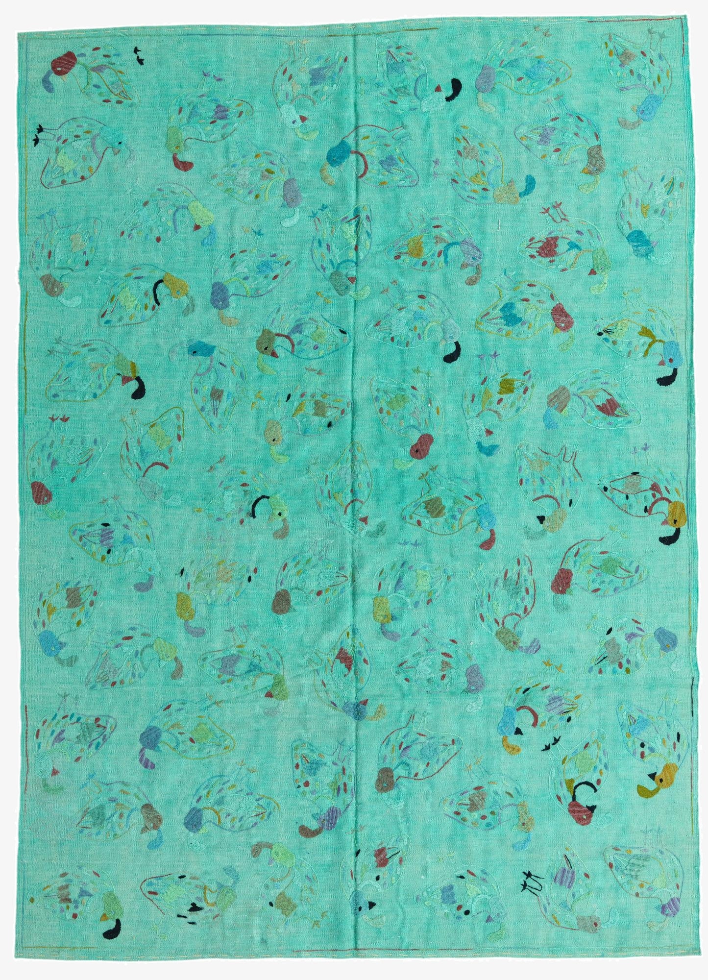 6' 7 x 9' 2  Hand Woven Kilim Suzani Wool Rug