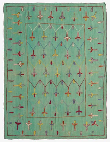 5' 9 x 7' 6 Hand Woven Kilim Suzani Wool Rug