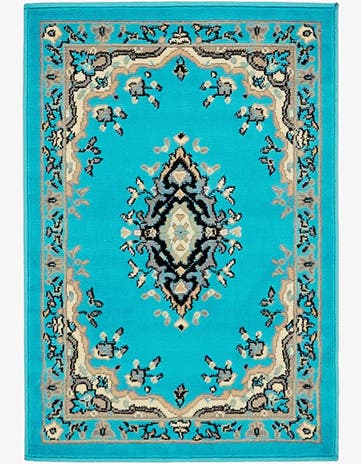 Turquoise Mashad Design Rug