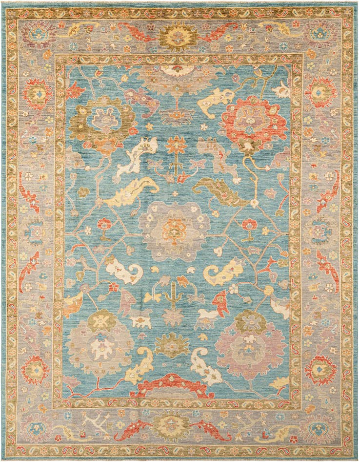 Detail image of 9' 1 x 12' 1 Hand Knotted Oushak Rug
