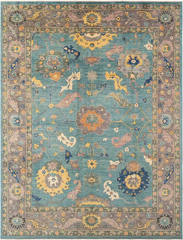 Detail image of 9' 2 x 12' Hand Knotted Oushak Rug