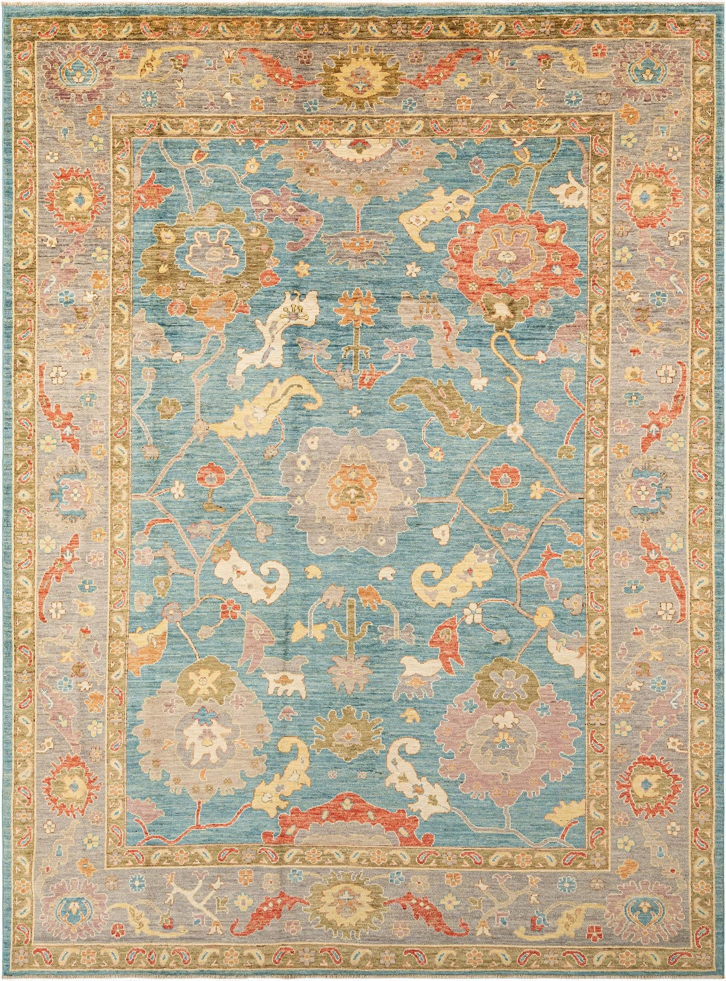 9' 1 x 12' 1  Hand Knotted Oushak Rug