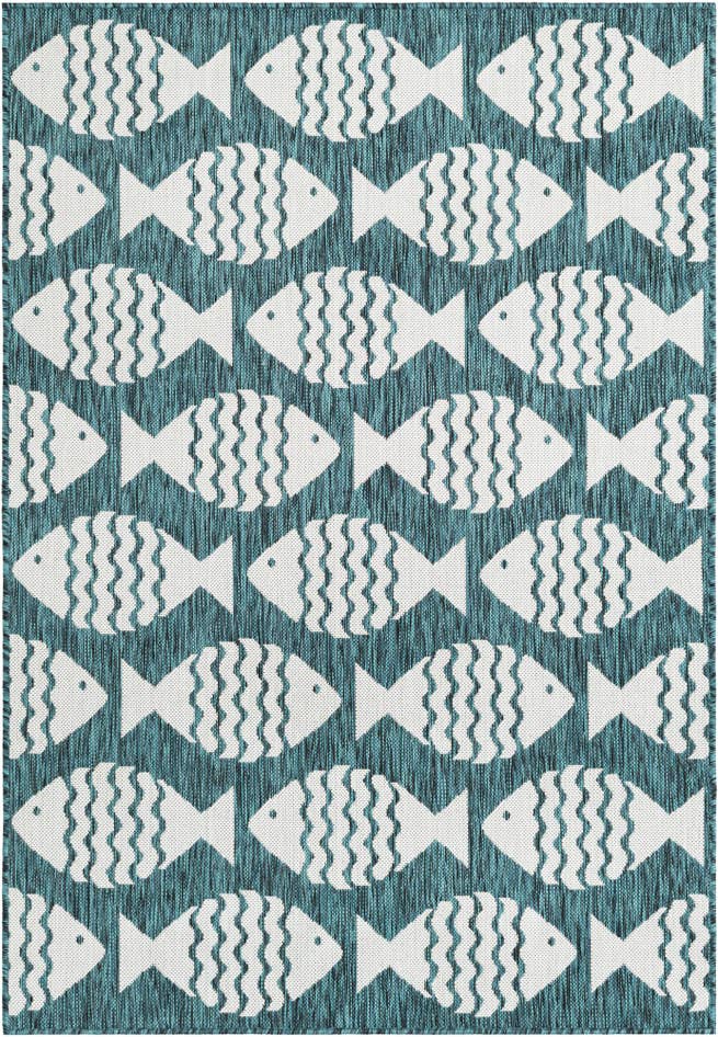 Detail image of 4' 1 x 6' 1 Easy-Clean Coastal Indoor / Outdoor Rug