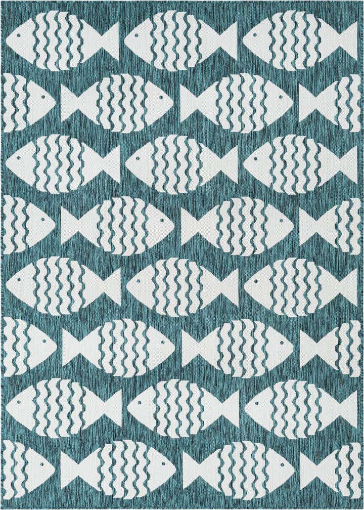 5' 3 x 8' Easy-Clean Coastal Indoor / Outdoor Rug