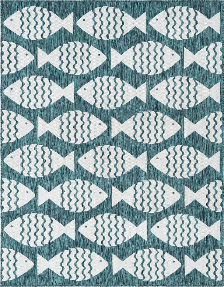 Detail image of 5' 3 x 8' Easy-Clean Coastal Indoor / Outdoor Rug