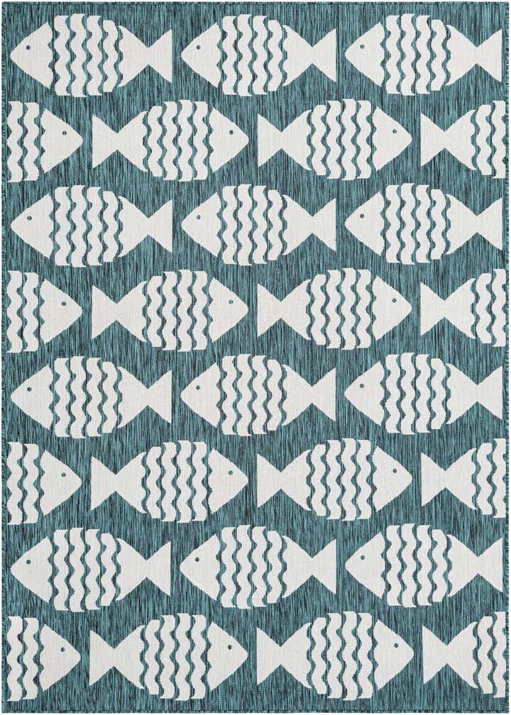 6' 1 x 9' Easy-Clean Coastal Indoor / Outdoor Rug