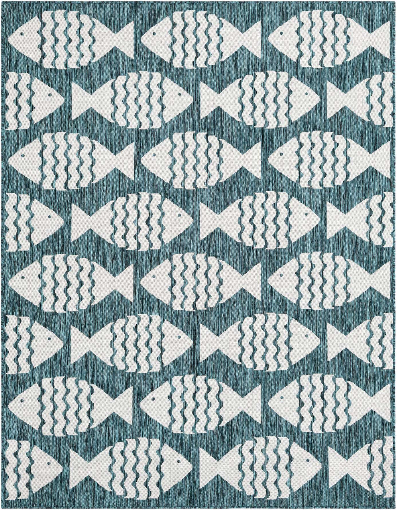 6' 1 x 9' Easy-Clean Coastal Indoor / Outdoor Rug