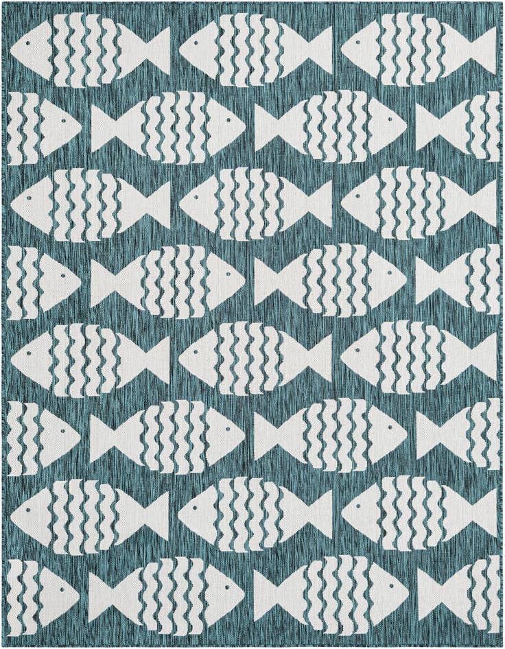 Detail image of 6' 1 x 9' Easy-Clean Coastal Indoor / Outdoor Rug