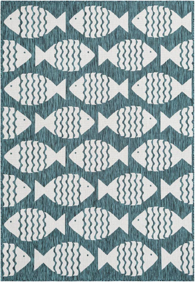 Detail image of 6' 1 x 9' Easy-Clean Coastal Indoor / Outdoor Rug