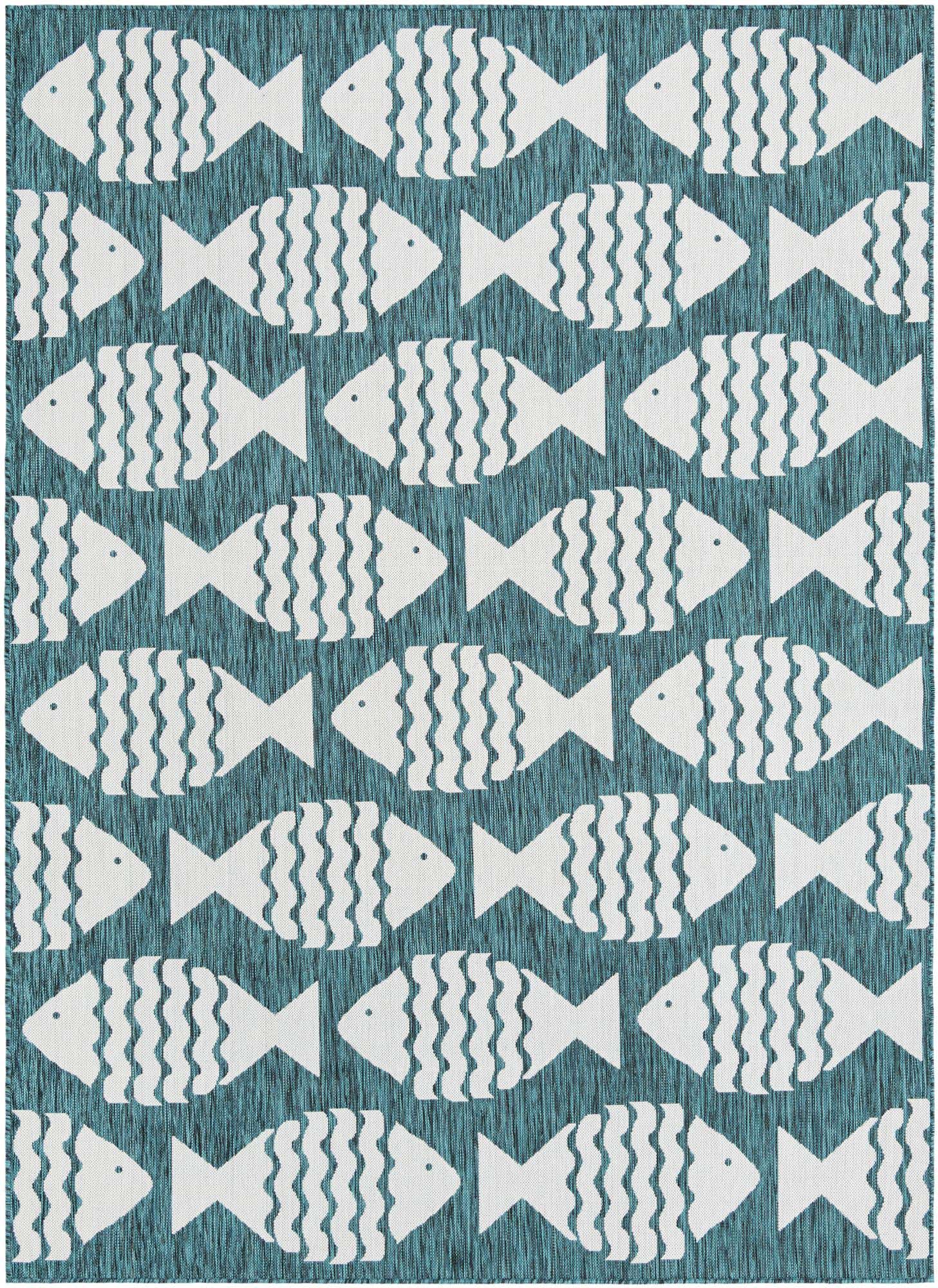 7' 1 x 10' Easy-Clean Coastal Indoor / Outdoor Rug