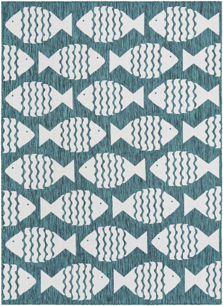 7' 1 x 10' Easy-Clean Coastal Indoor / Outdoor Rug
