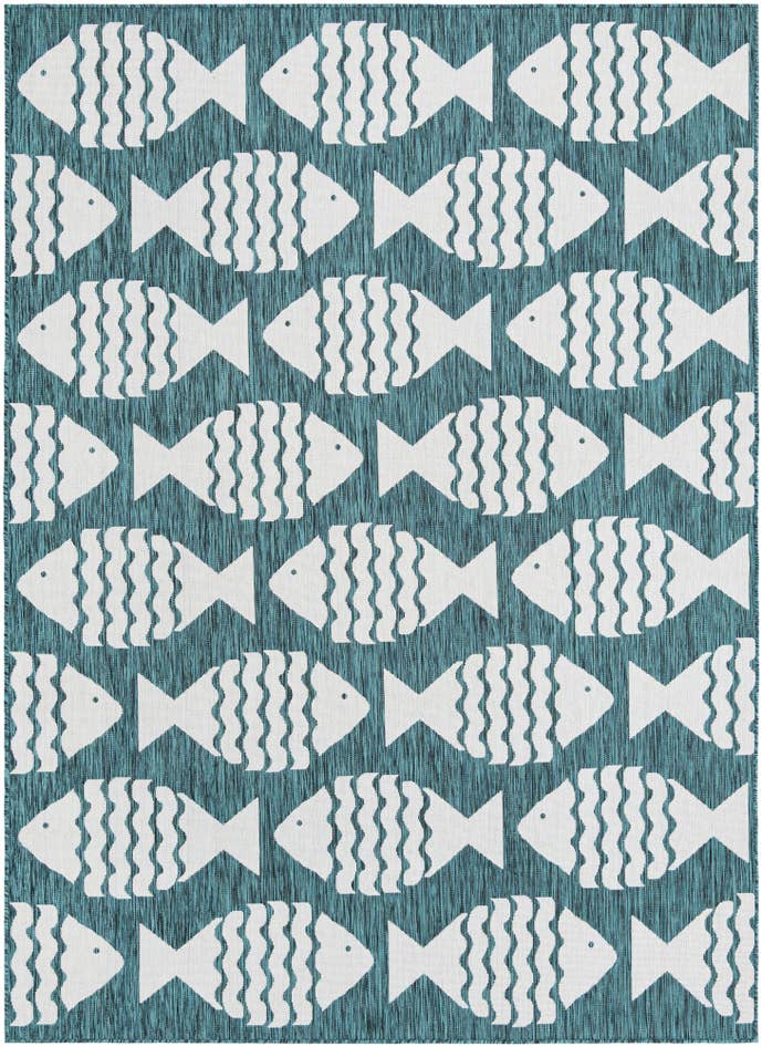 Detail image of 7' 1 x 10' Easy-Clean Coastal Indoor / Outdoor Rug