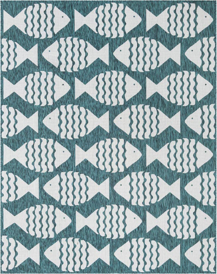 Detail image of 7' 10 x 10' Easy-Clean Coastal Indoor / Outdoor Rug