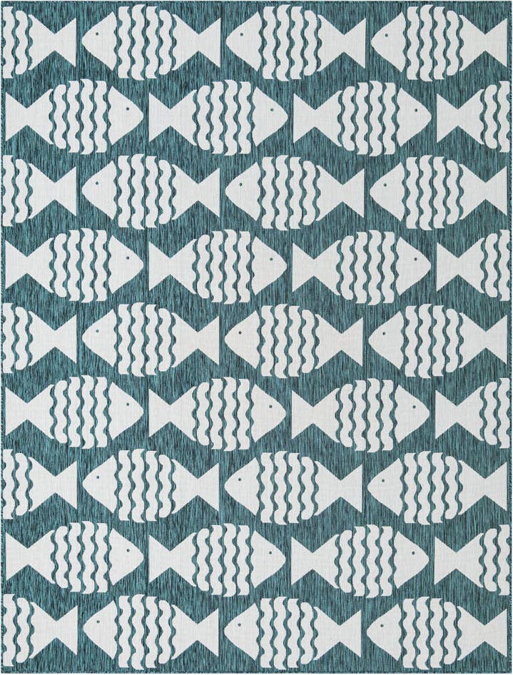 Detail image of 9' x 12' Easy-Clean Coastal Indoor / Outdoor Rug