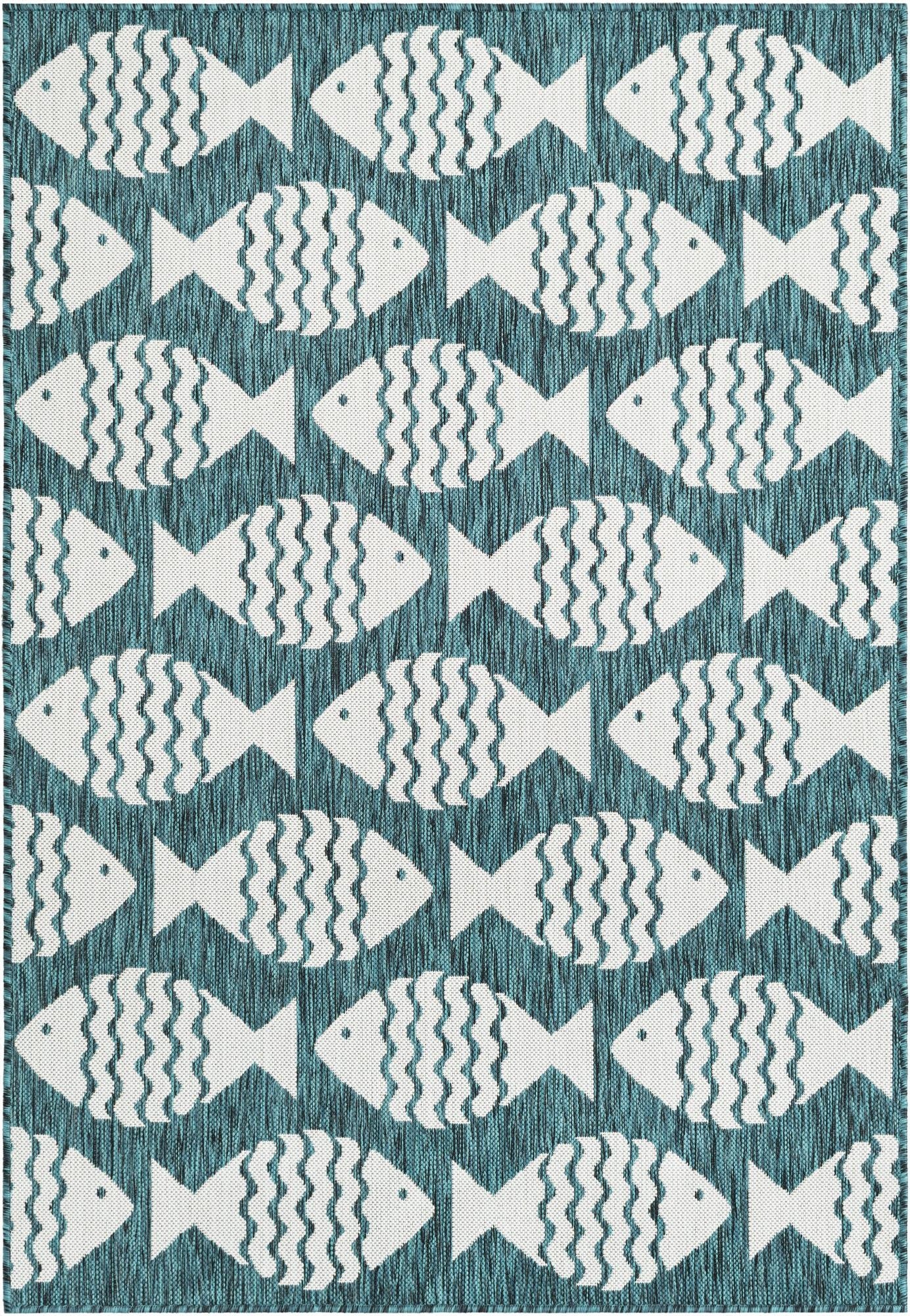 Primary image 4' 1 x 6' 1  Washable Coastal Indoor / Outdoor Rug