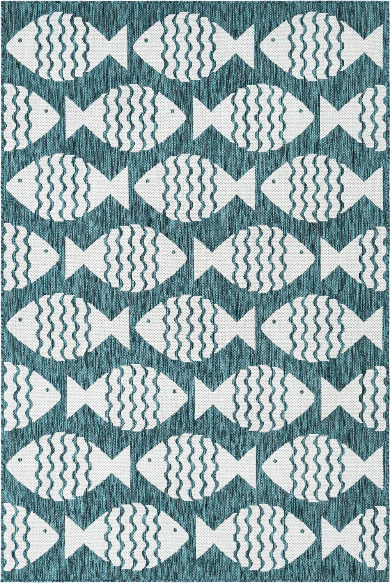 Primary image 5' 3 x 8'  Washable Coastal Indoor / Outdoor Rug