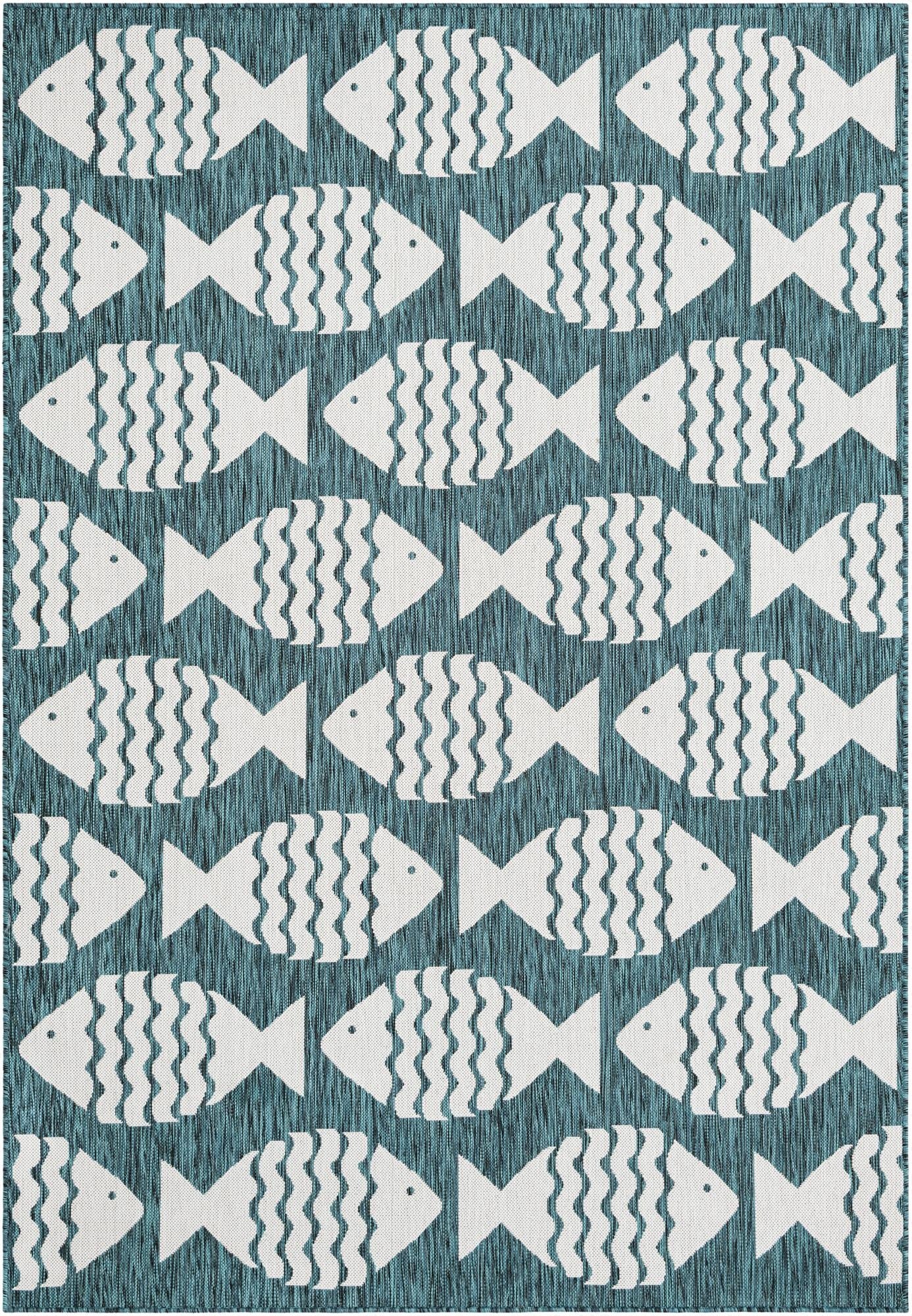 Primary image 6' 1 x 9'  Washable Coastal Indoor / Outdoor Rug