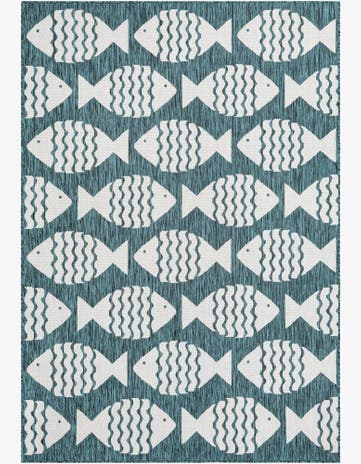 6' 1 x 9' Easy-Clean Coastal Indoor / Outdoor Rug