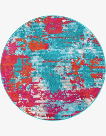 Turquoise Azalea Round Rug