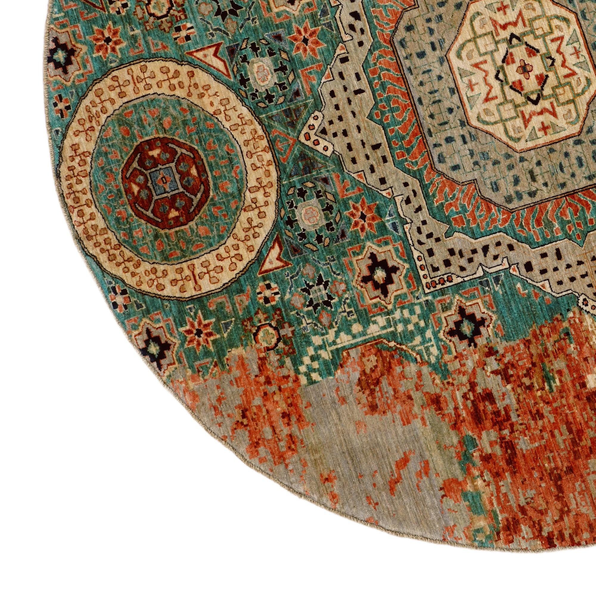 9' 9 x 9' 10 Hand Knotted Mamluk Ziegler Round Rug