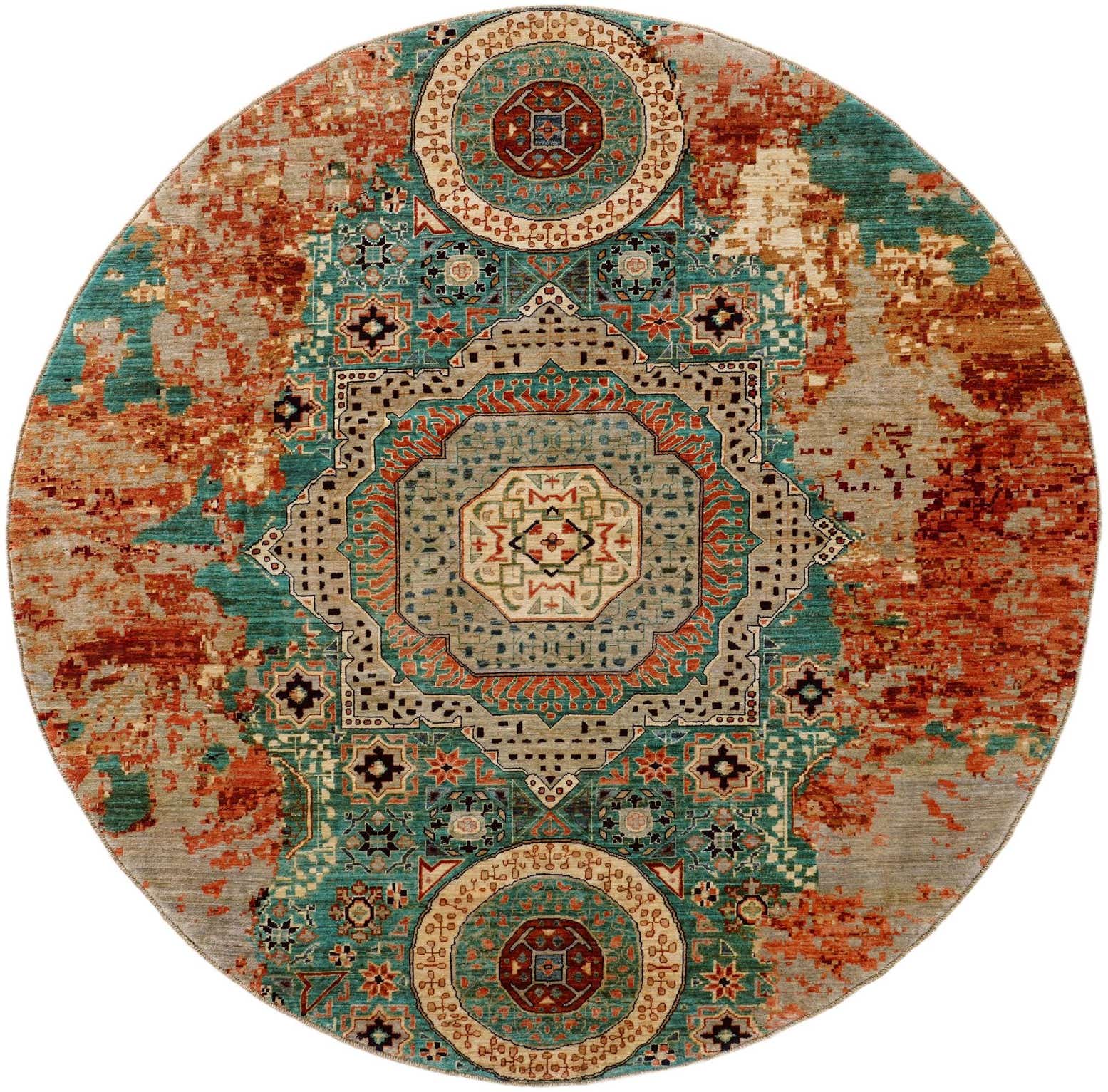 9' 9 x 9' 10 Hand Knotted Mamluk Ziegler Round Rug