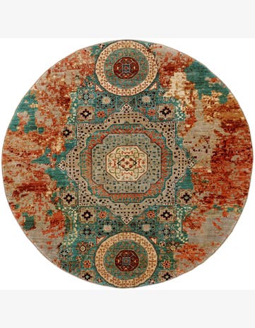 9' 9 x 9' 10 Hand Knotted Mamluk Ziegler Round Rug