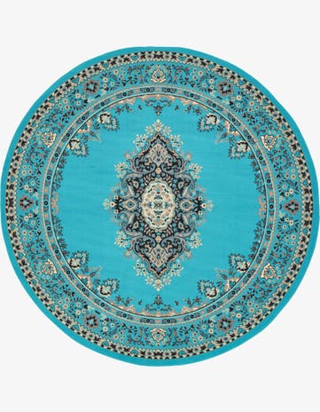 7' 10 x 7' 10 Mashad Design Round Rug