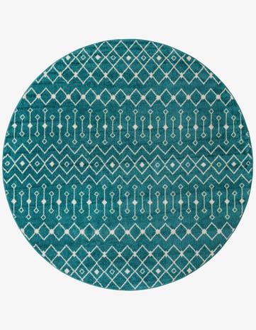 Turquoise Moroccan Trellis Round Rug