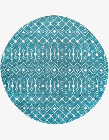 Turquoise Moroccan Trellis Round Rug