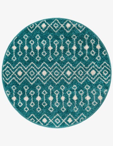 Turquoise Moroccan Trellis Round Rug
