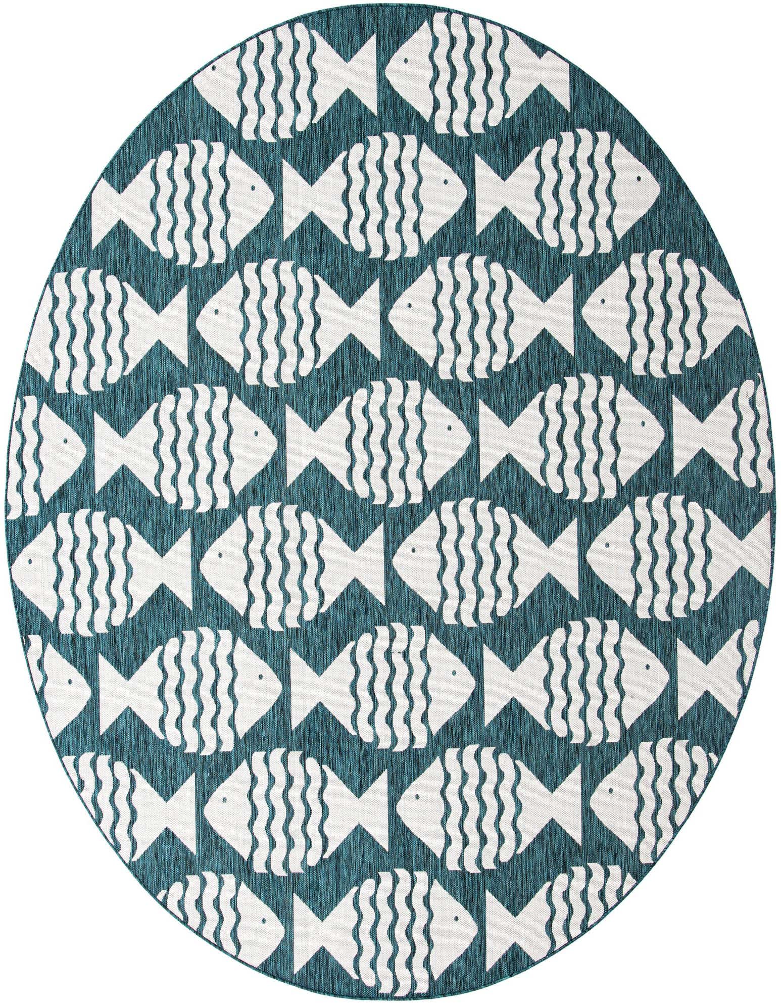 10' x 10' Easy-Clean Coastal Indoor / Outdoor Round Rug