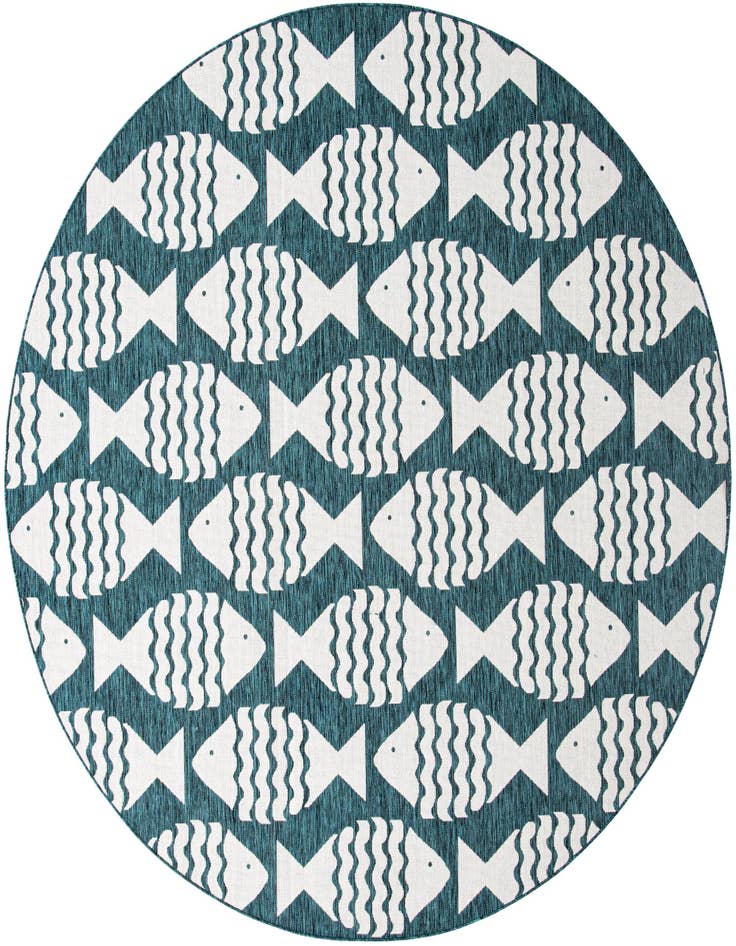 Detail image of 10' x 10' Easy-Clean Coastal Indoor / Outdoor Round Rug