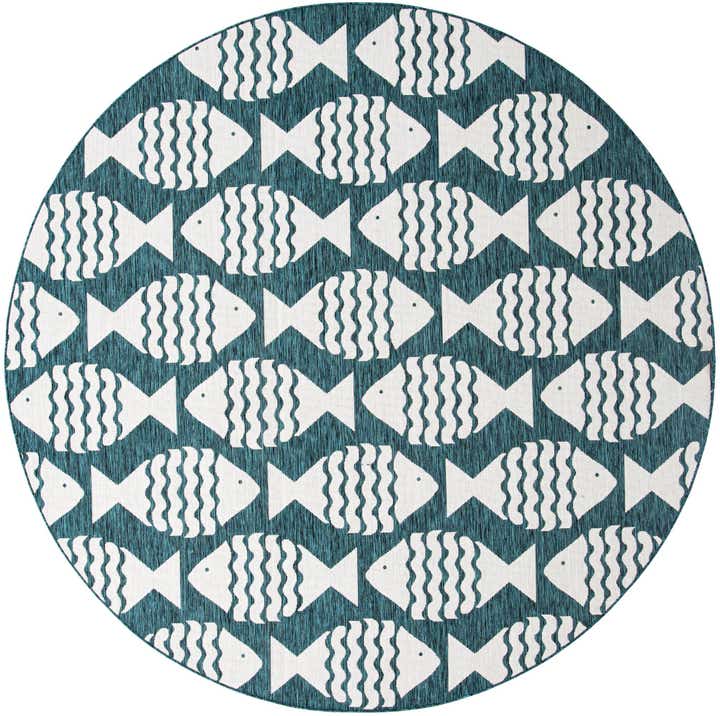 10' x 10' Easy-Clean Coastal Indoor / Outdoor Round Rug