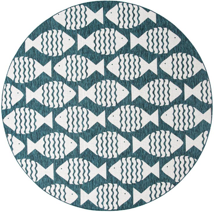 Detail image of 10' x 10' Easy-Clean Coastal Indoor / Outdoor Round Rug