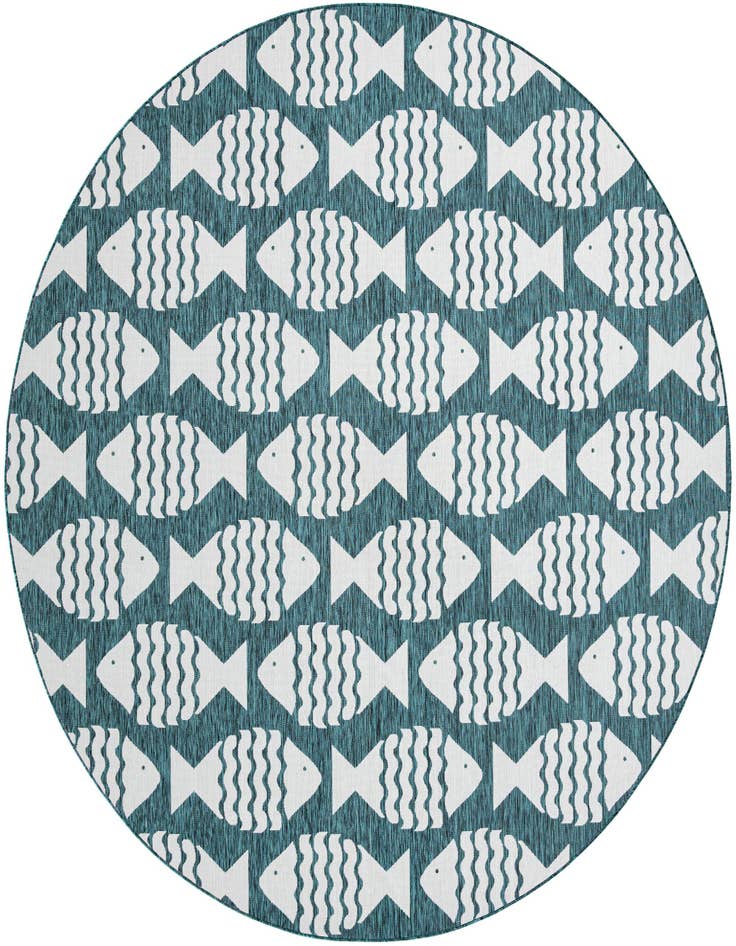 Detail image of 12' x 12' Easy-Clean Coastal Indoor / Outdoor Round Rug