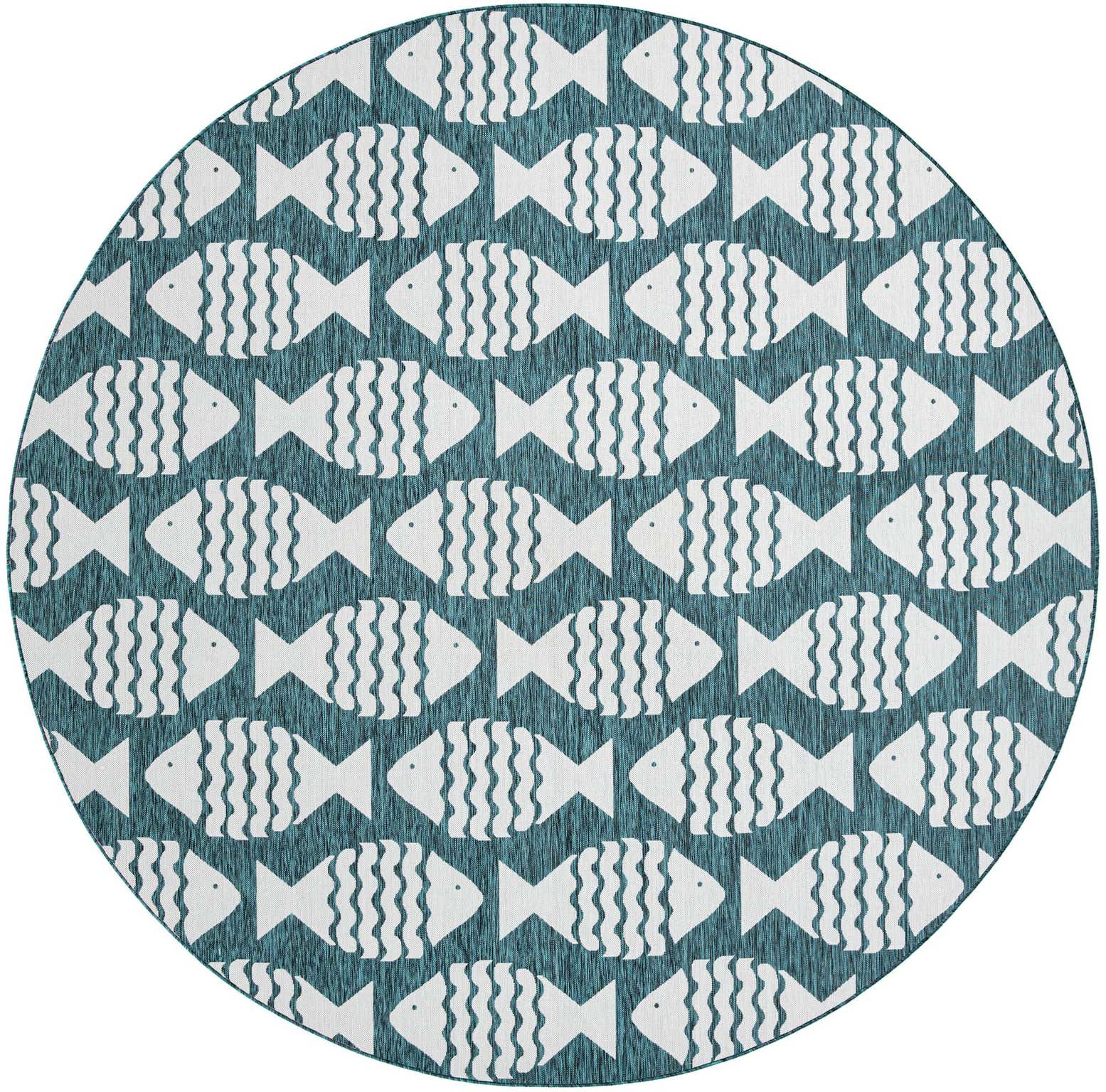 12' x 12' Easy-Clean Coastal Indoor / Outdoor Round Rug