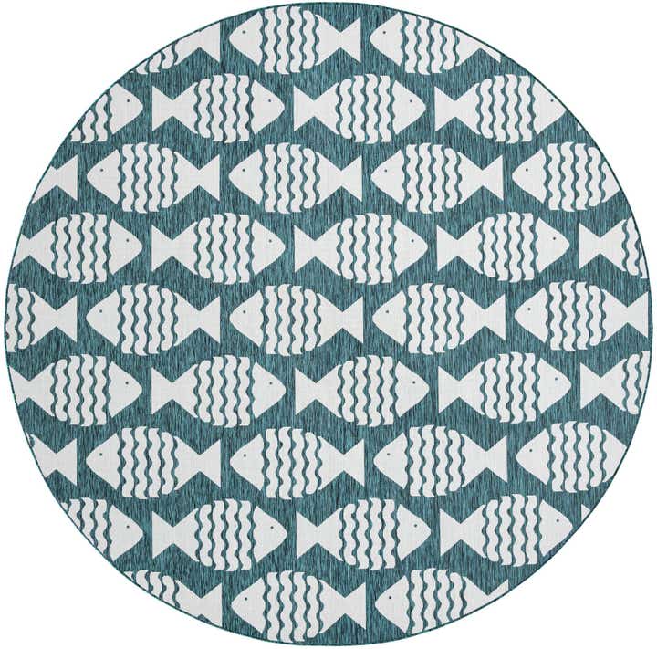 12' x 12' Easy-Clean Coastal Indoor / Outdoor Round Rug